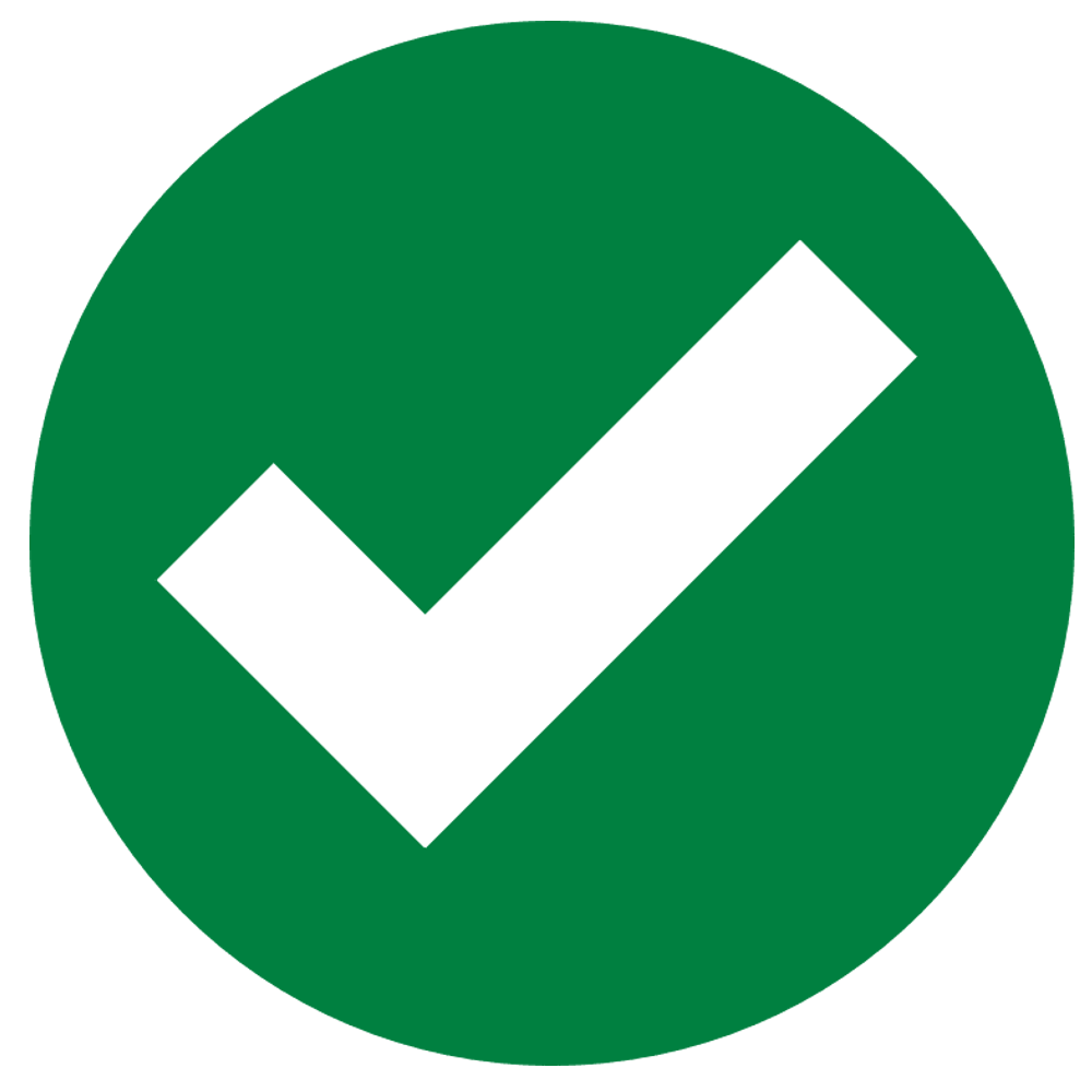 green circle with a white checkmark